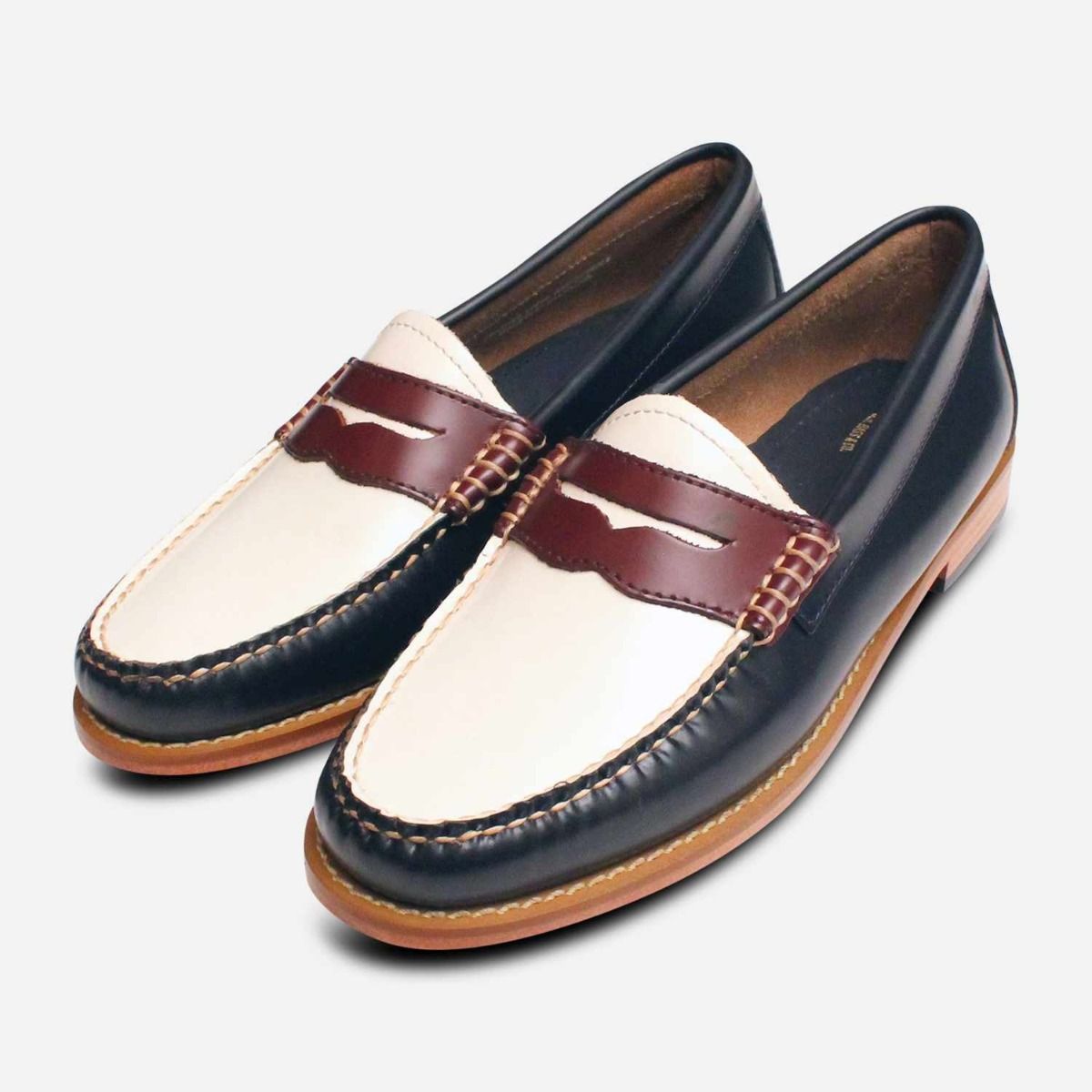 Bass Weejun Tricolore Spectator Shoes in White Navy Wine