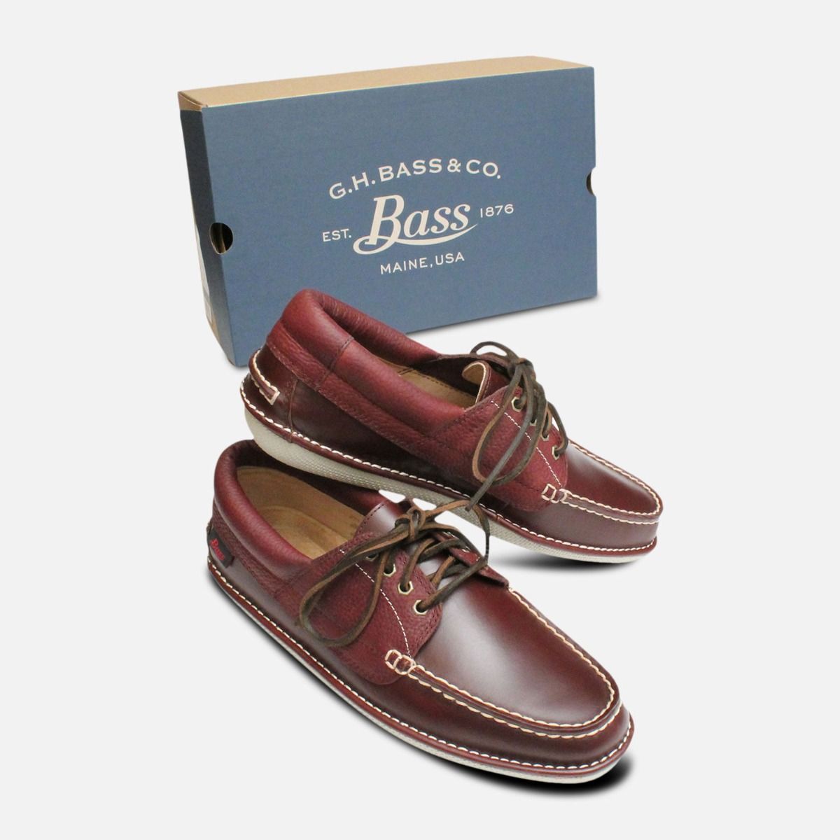 Chestnut Leather Boat Shoes for Men by Bass Wilton