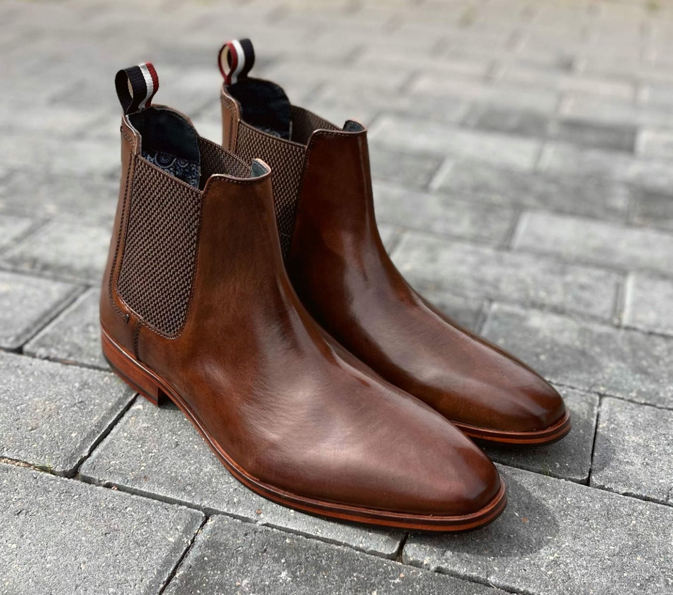 Brown Polished Sherman Premium Formal Chelsea Boots