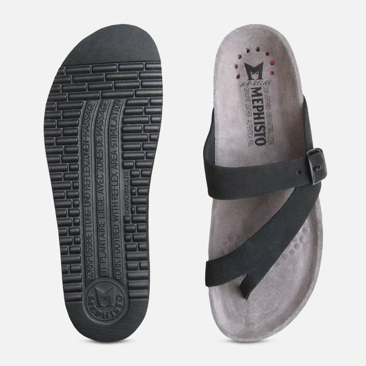 Helen Toe Post Black Ladies Mephisto Sandals