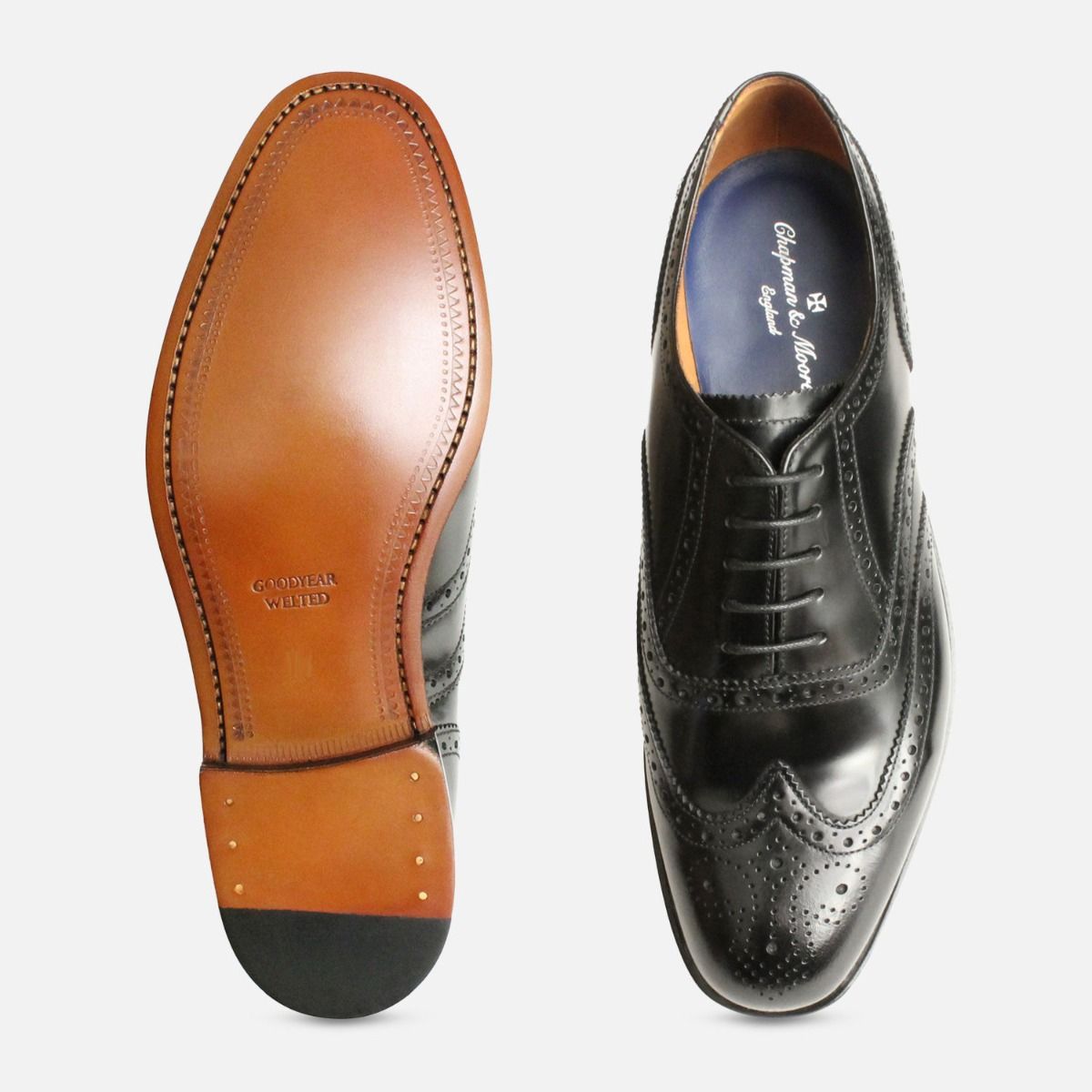 Wingcap Black Oxford Leather Sole Chapman Shoes
