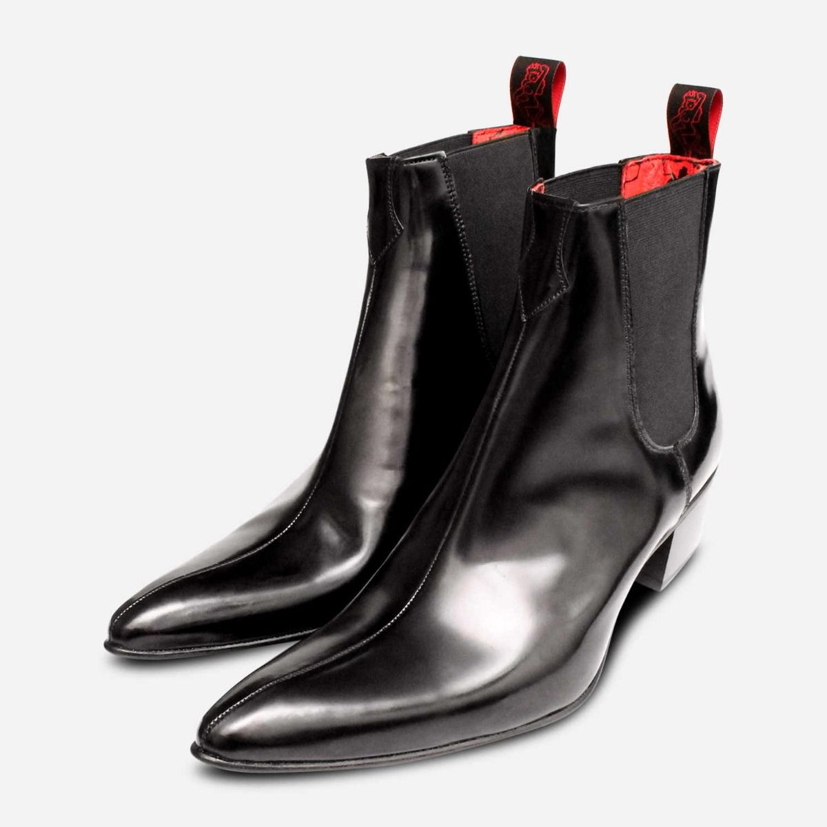 Jeffery Black Chelsea Boot with Red Sole