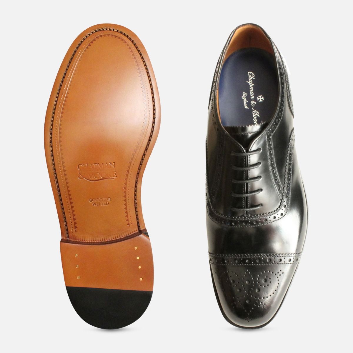 Semi Brogue Black Oxford Mens Chapman Shoes