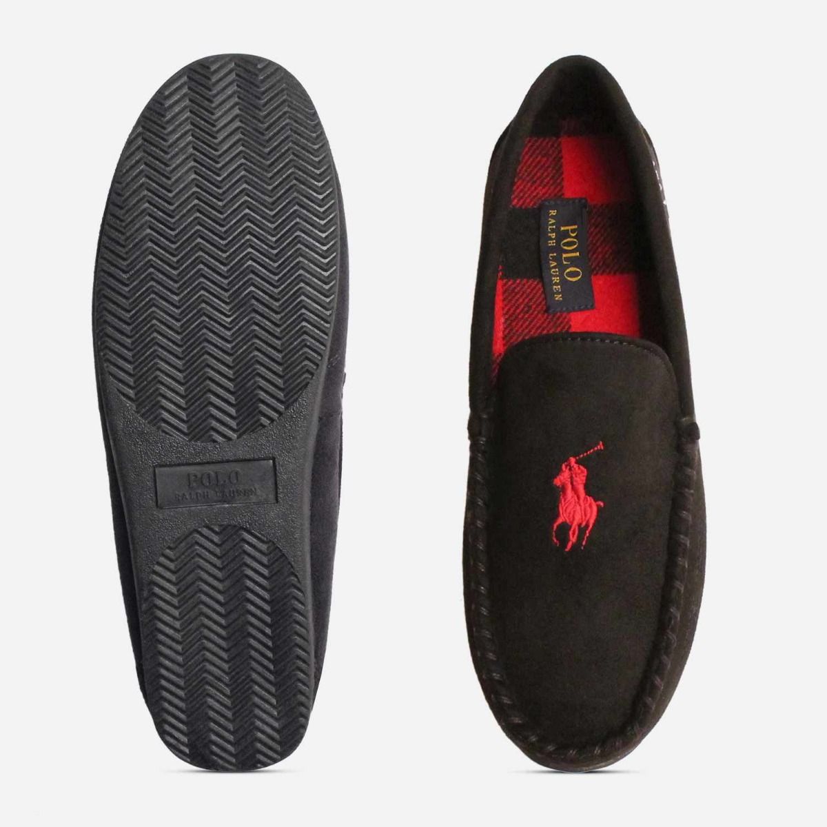 Ralph Lauren Declan II Black with Red Luxury Slippers