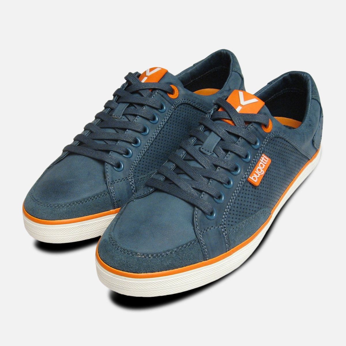 Mens blue clearance leather trainers