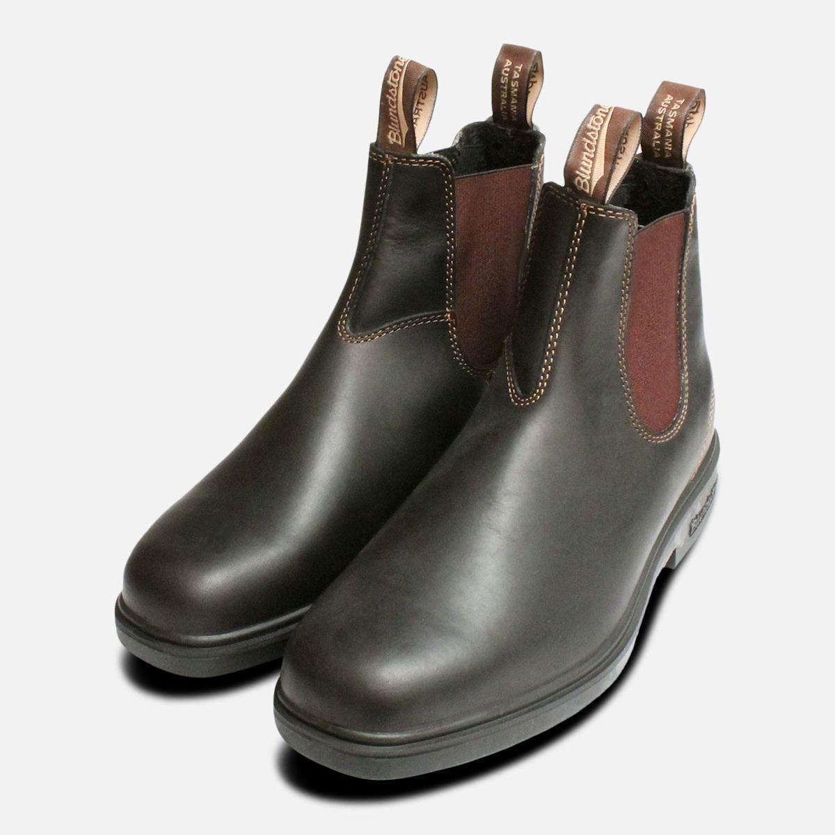 Blundstone 062 Stout Brown Unisex Leather Square-toe Ankle Slip-on Chelsea Boots