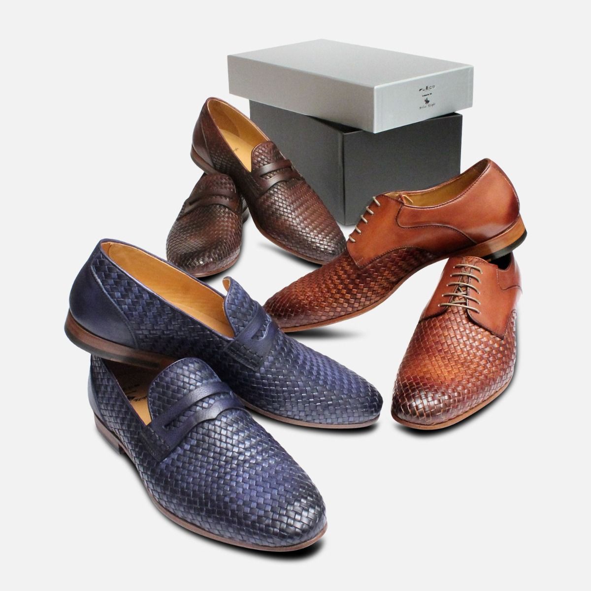 Mens leather hot sale weave shoes