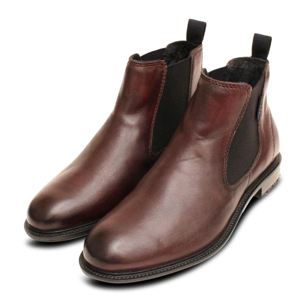 Bugatti Mens Dark Brown Leather Chelsea Boots Rubber Sole