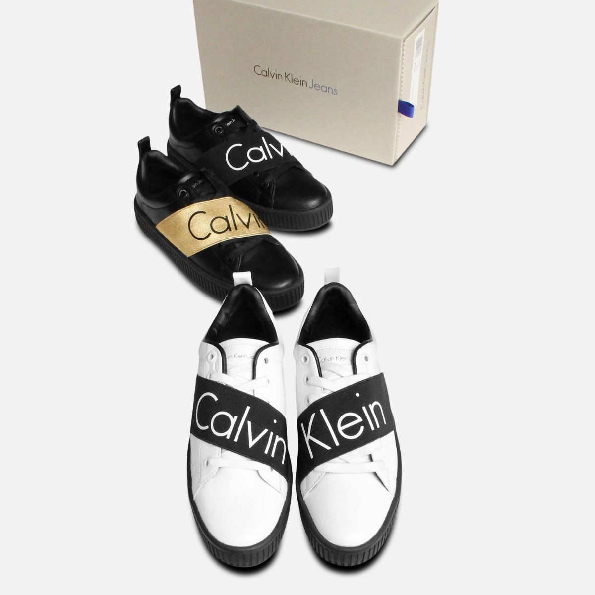 Black and white 2024 calvin klein trainers