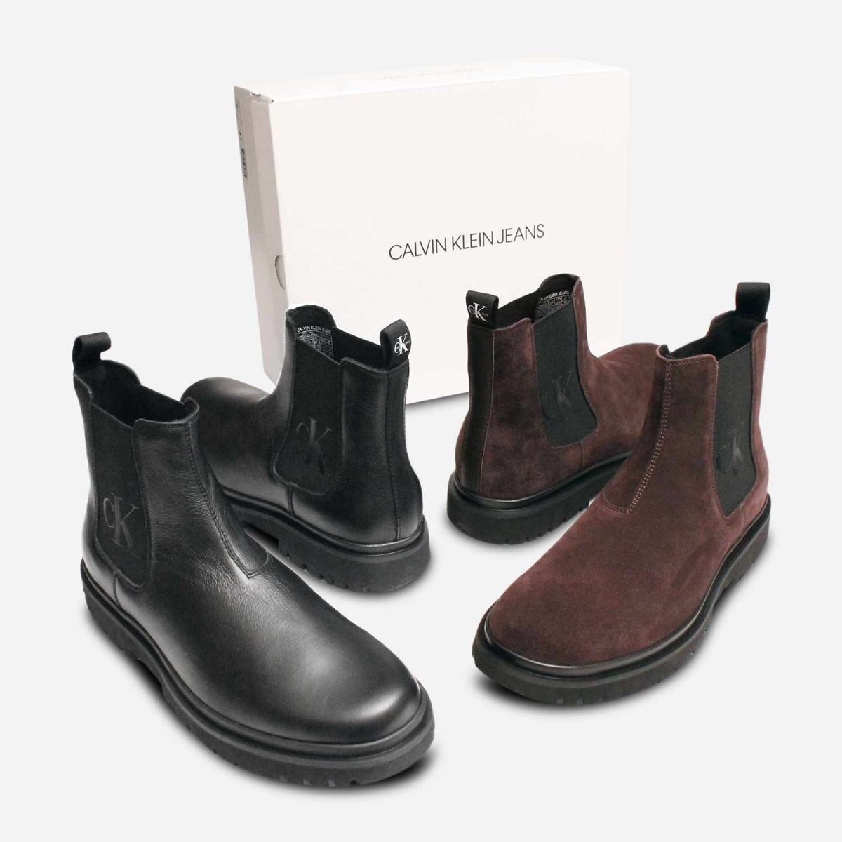Calvin Klein Premium Black Leather Mens Chelsea Boot