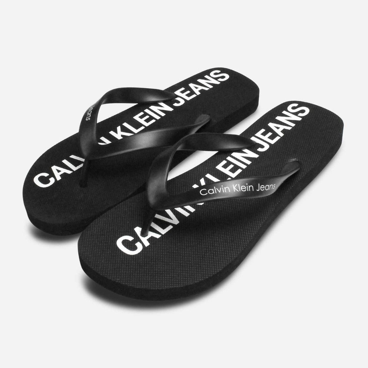 Calvin Klein Mens Errol Jelly Flip Flops in Black