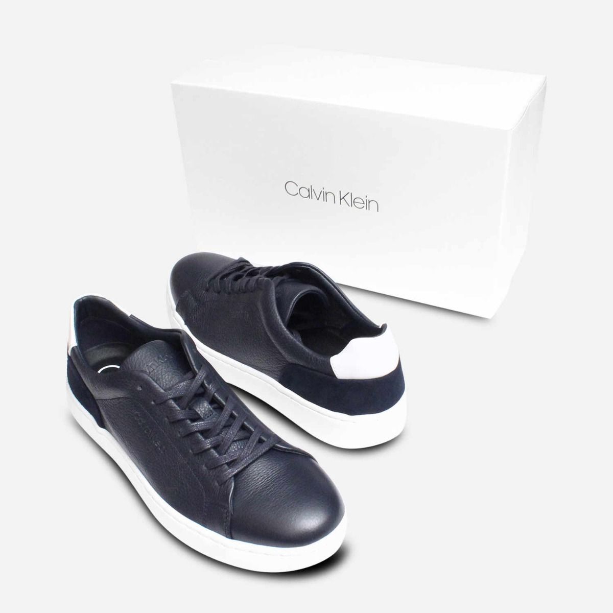 Navy Blue Calvin Klein Fuego Trainers in Soft Nappa Leather