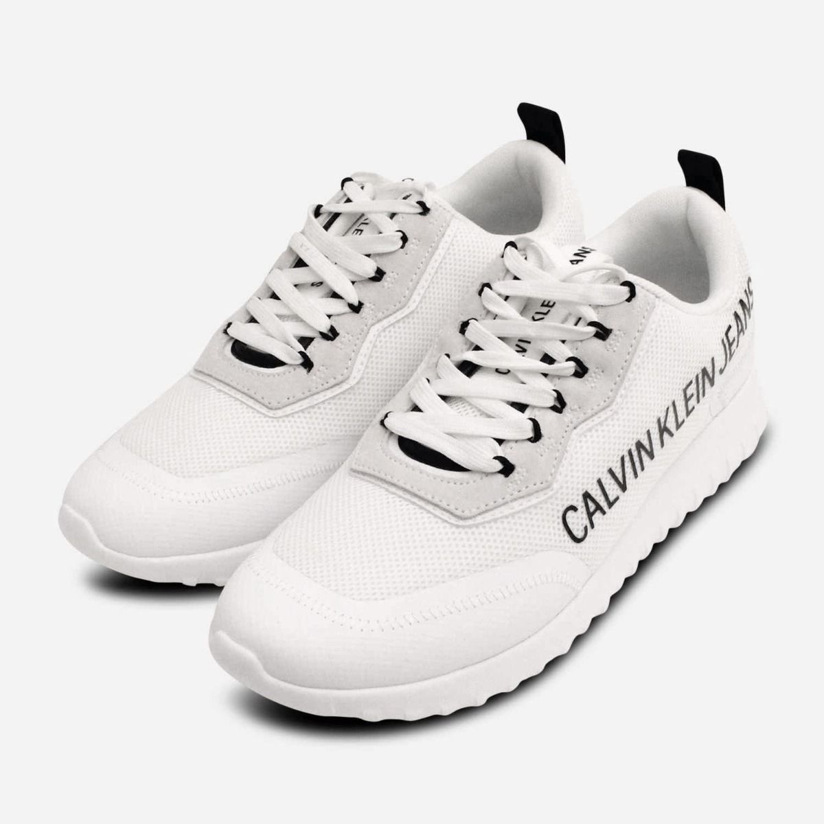 Geef rechten romantisch Absurd Calvin Klein Premium White Lace Up Mens Sneakers