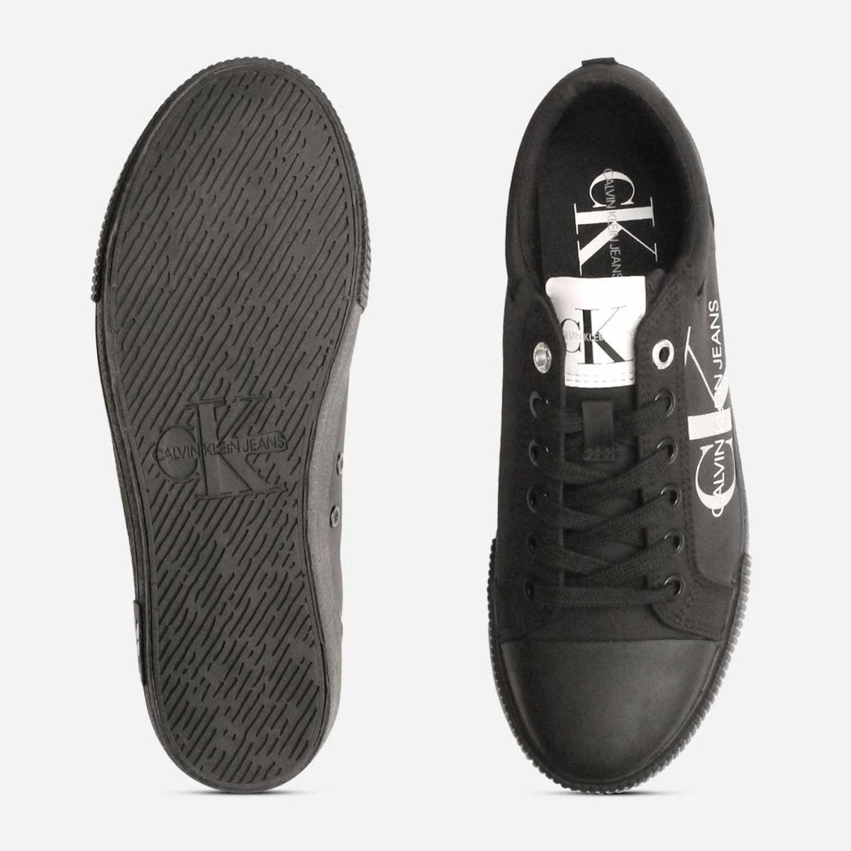 Calvin Klein Mens All Black Designer Lace Up Shoes