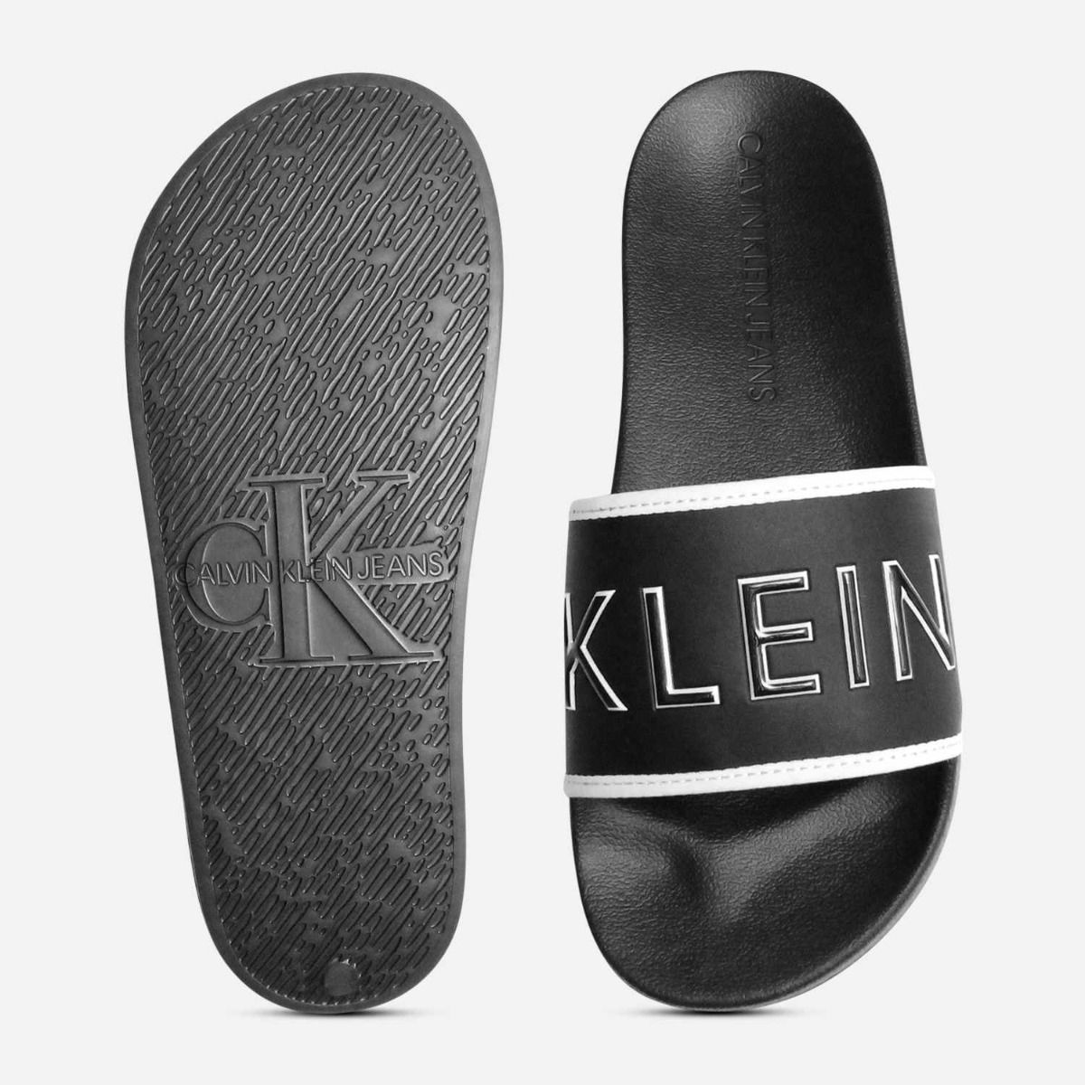 Luxury Calvin Klein Mens Slider Sandals in Black