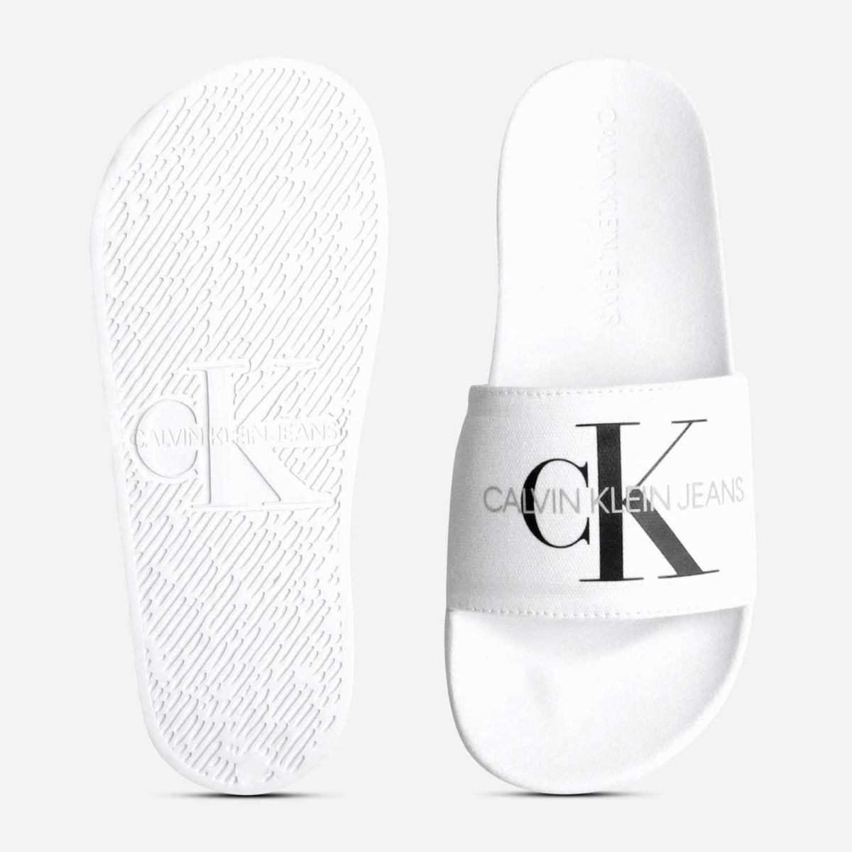 New Calvin Klein CK Pool Slider Sandals in White