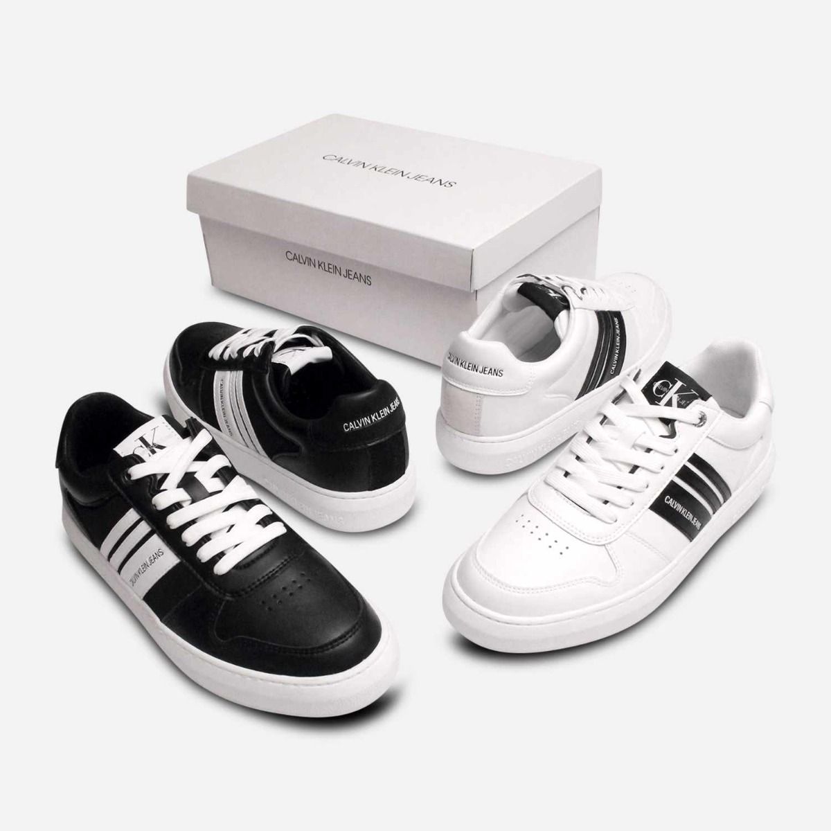 Calvin Klein White Leather Designer Mens Cupsole Sneaker