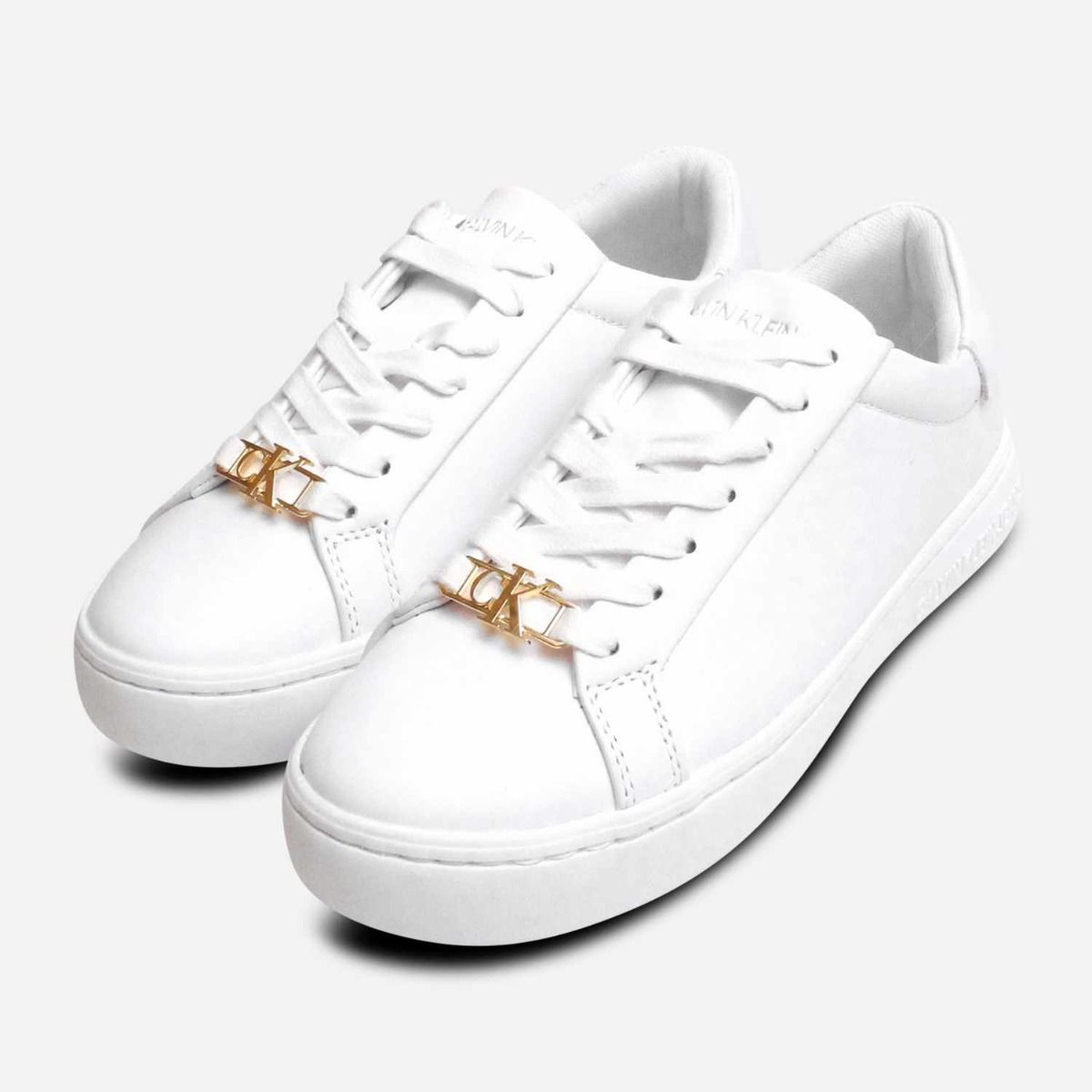 Calvin Klein Designer Bright White Womens Cupsole Shoes