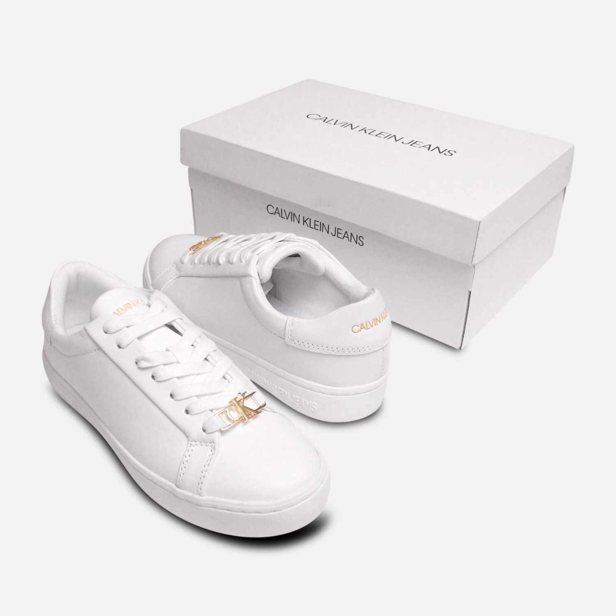 Calvin Klein Designer Bright White Womens Cupsole Shoes