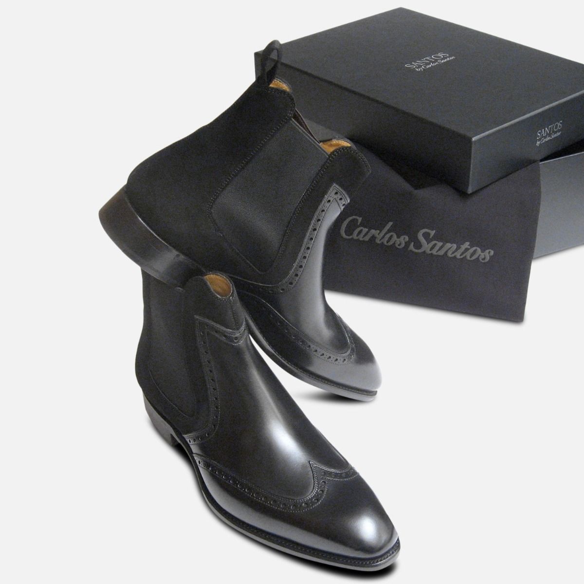 Conquer by Carlos Santos Boots in Black Calf Suede