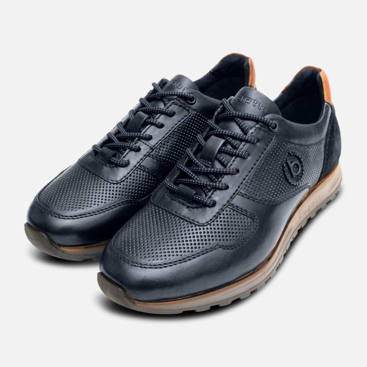 Bugatti Dark Navy Blue Leather Designer Casual Shoes