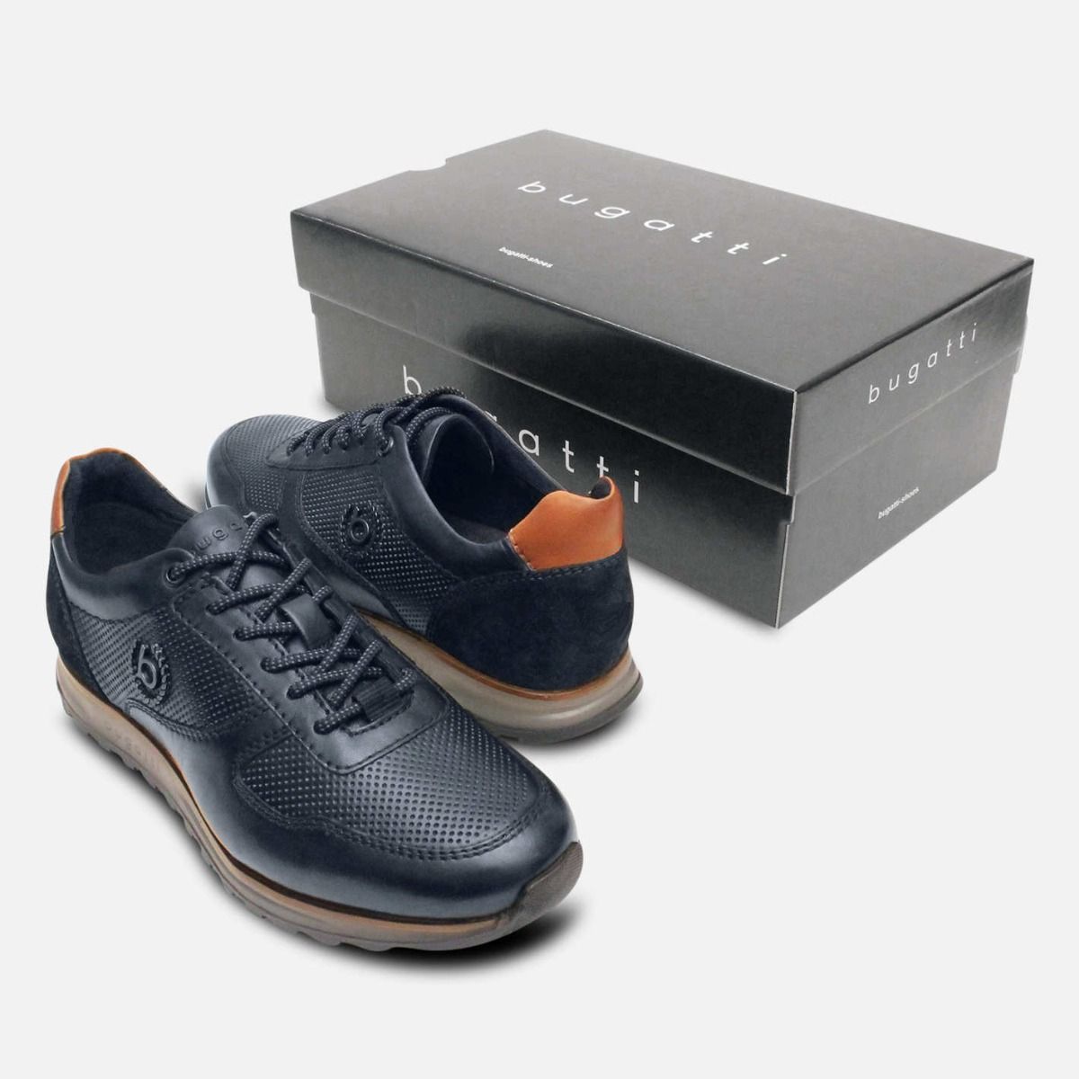 Bugatti Dark Navy Blue Leather Designer Casual Shoes