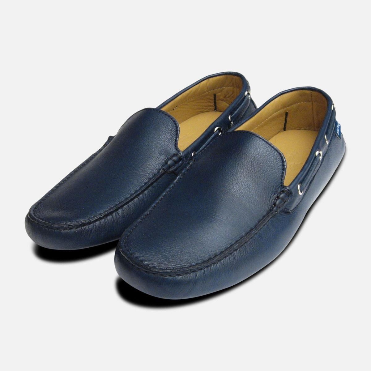 Mens Blue Real Leather Headland Size 10 Moccasins Shoes New Shop Clearance 