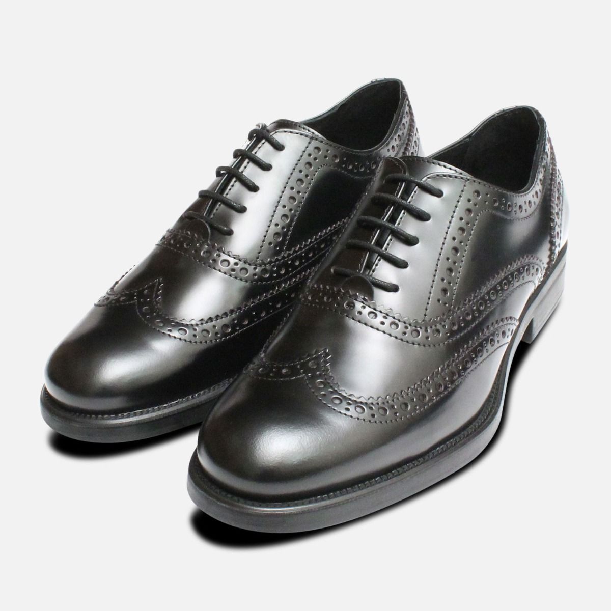 Black Oxford Rubber Sole Brogues Made in Italy