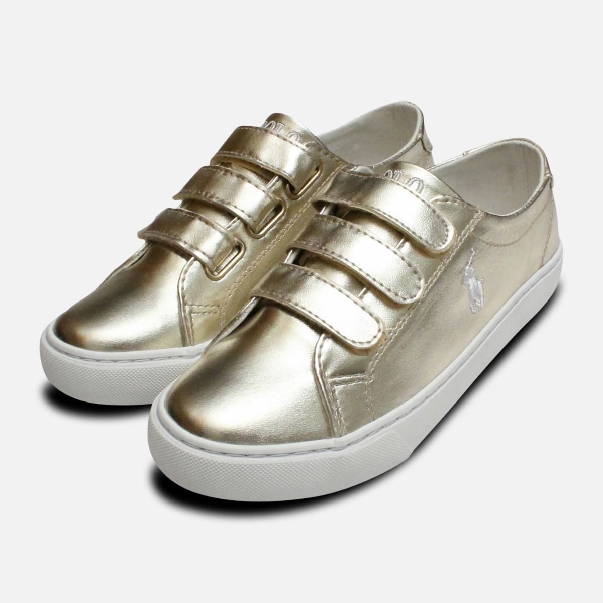 Gold Ralph Lauren Polo Slater EZ Childrens Shoes