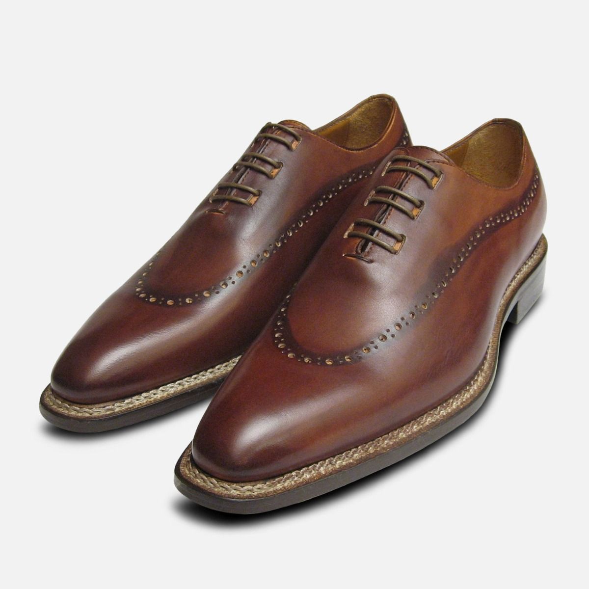 Hand Made Whole Cut Designer Brown Mens Shoes by Arthur Knight