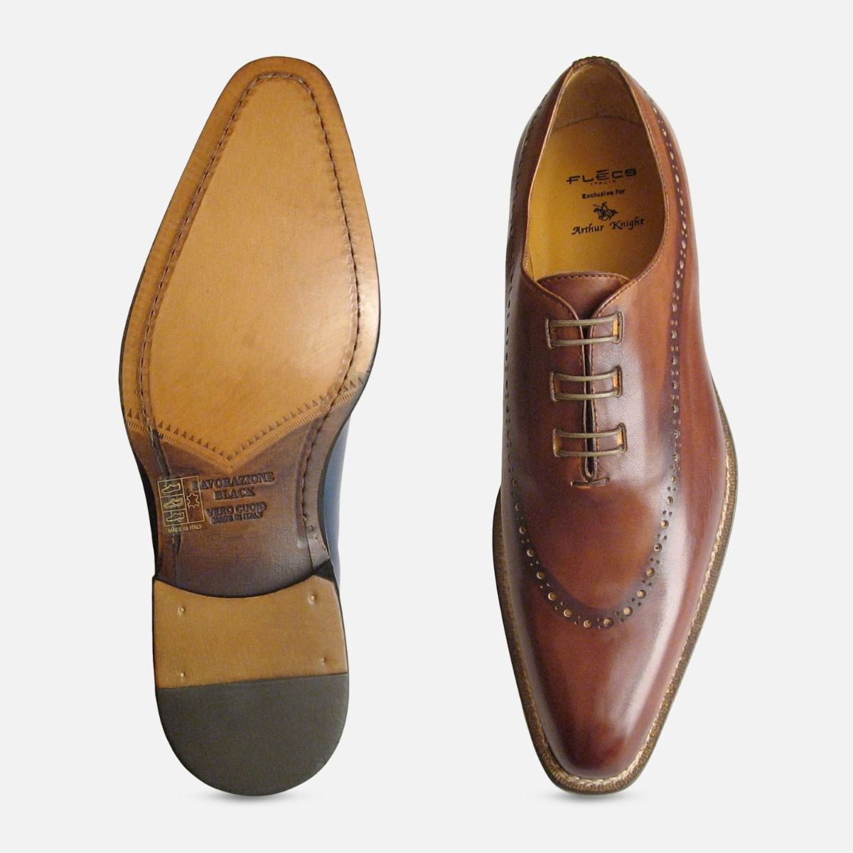 Hand Made Whole Cut Designer Brown Mens Shoes by Arthur Knight