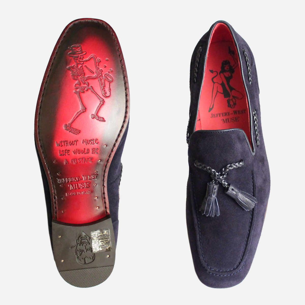 Blue Jeffery West Men's Tassel Leather Loafers