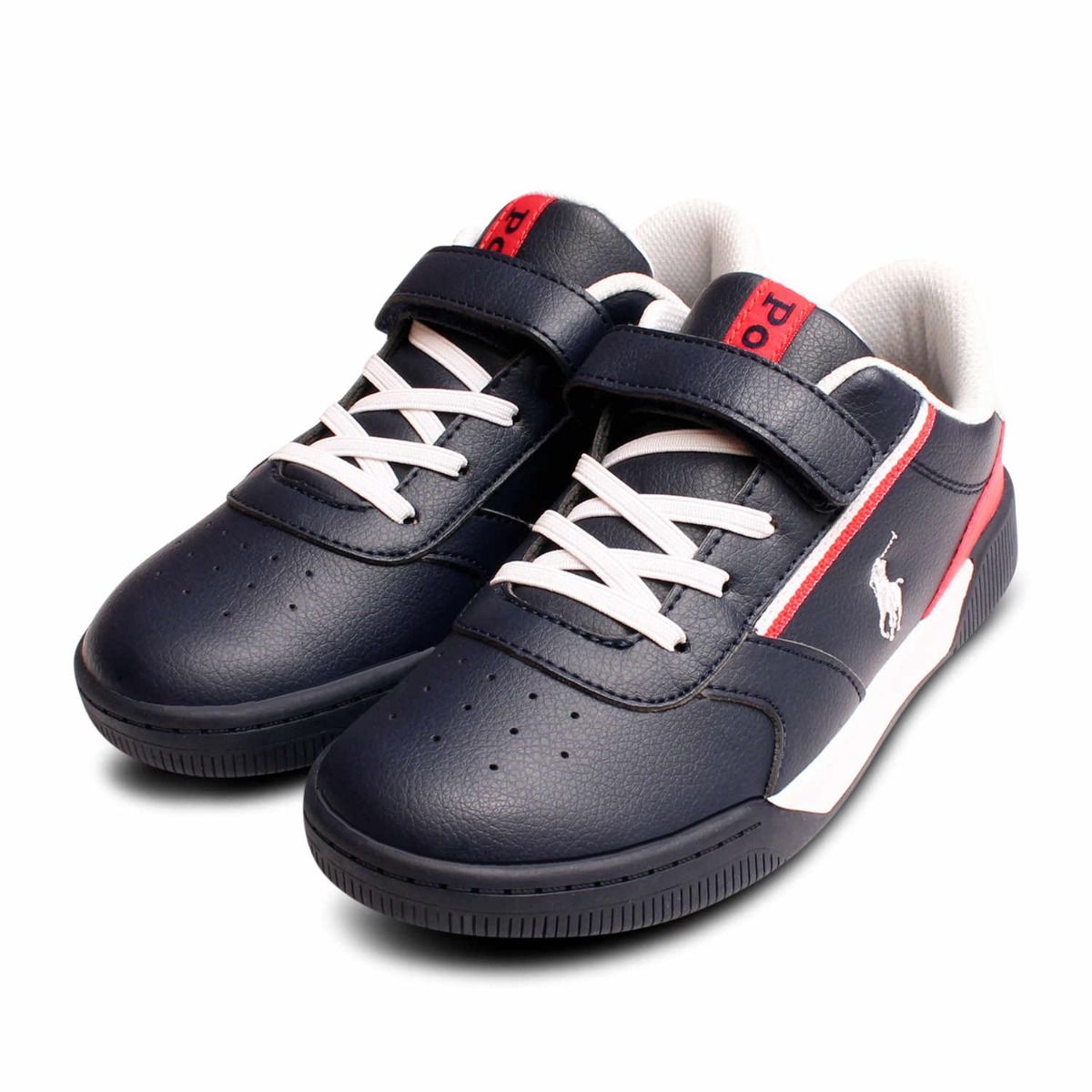 Ralph Lauren Polo Kids Navy Blue Keelin Leather Trainers