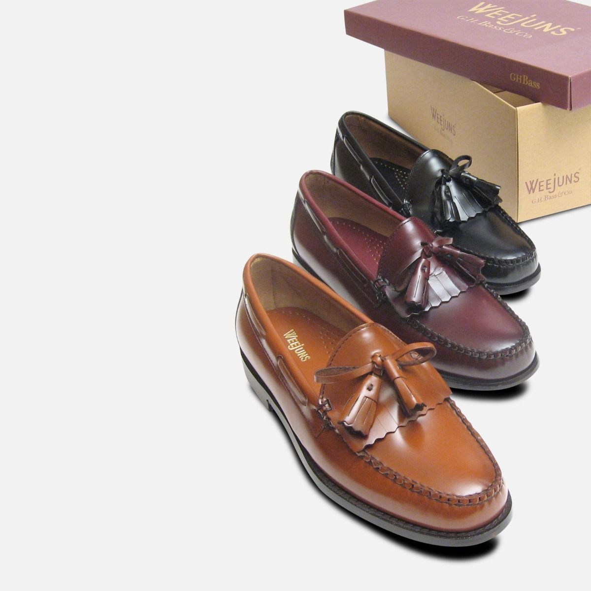 Honey Brown Polished Leather Formal Ivy League Tassel Loafers by