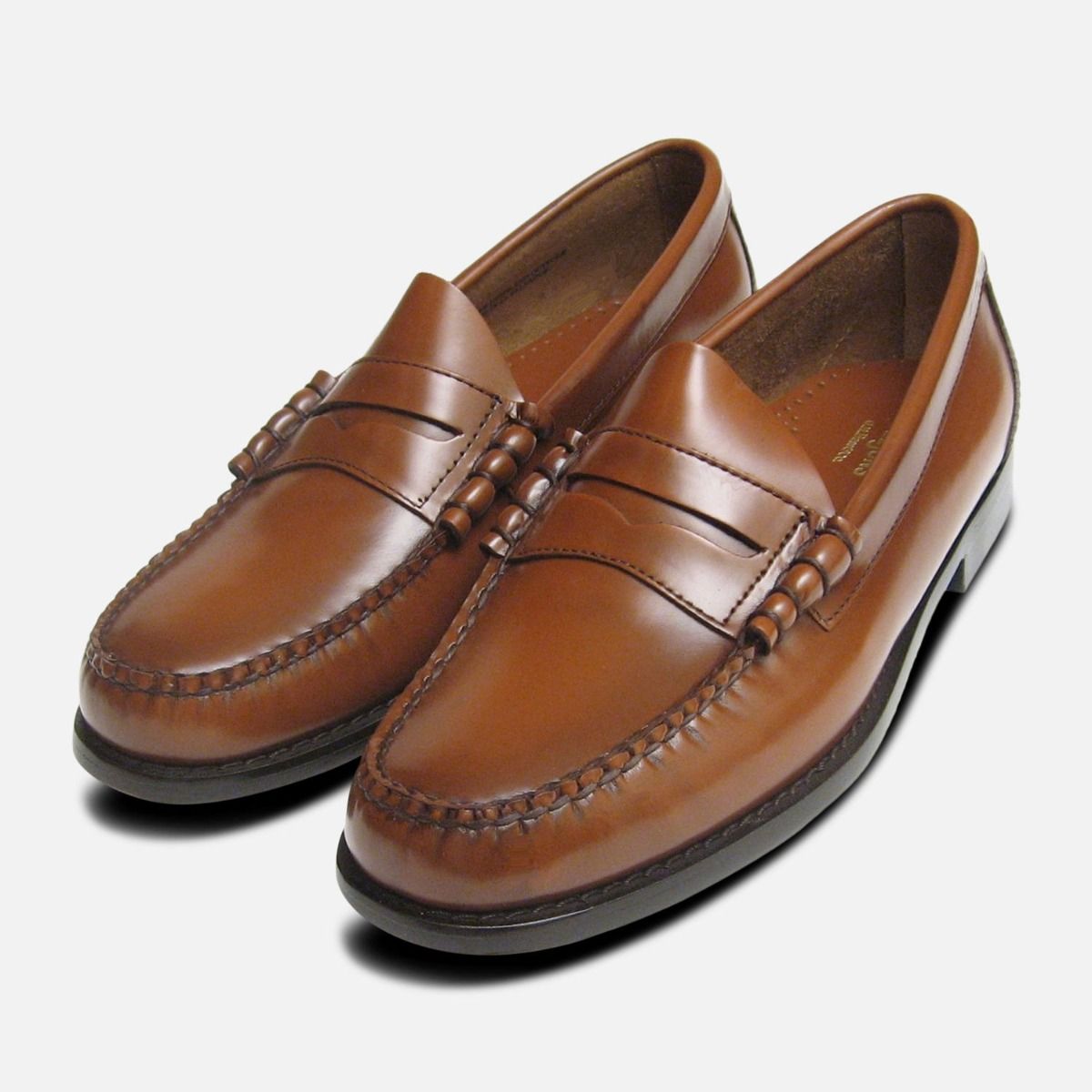 Classic Mens Honey Brown Larson Penny Loafers GH Bass Weejuns