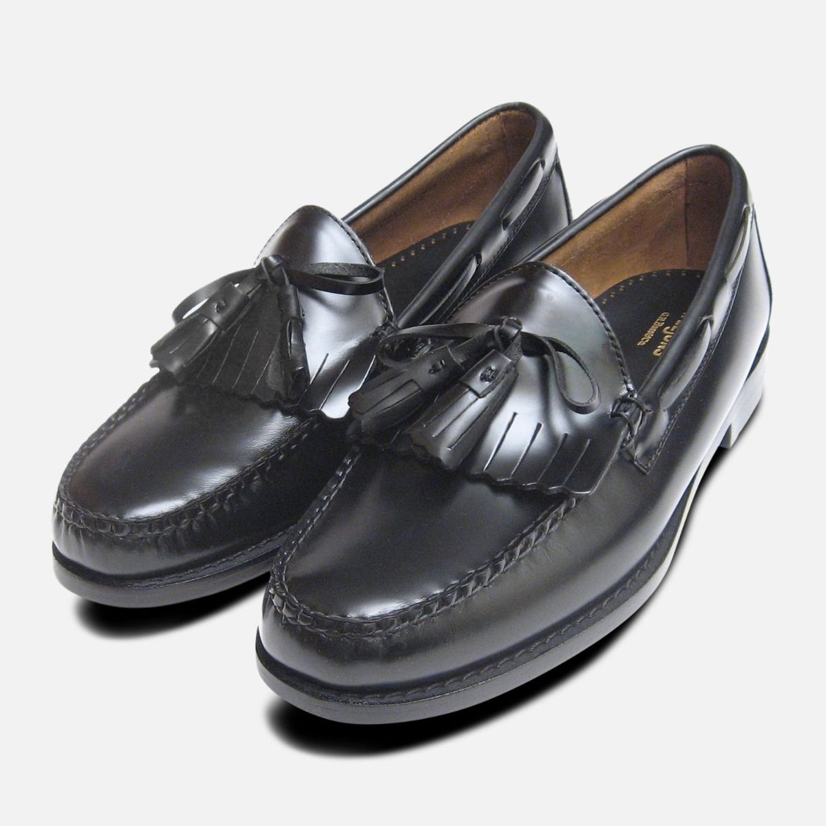 Mens Black Polished & Tassel Loafers by Bass Weejuns
