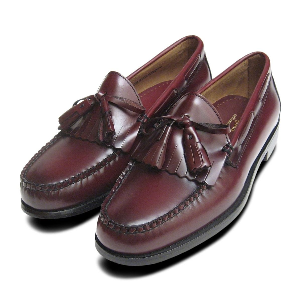 WD1 Patent leather loafers with fringes, burgundy Velenase red