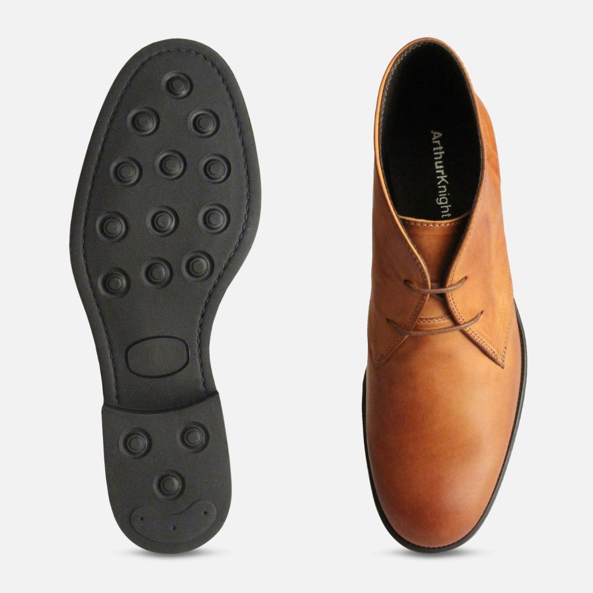 Waxy Tan Italian Chukka Boots with Rubber Sole