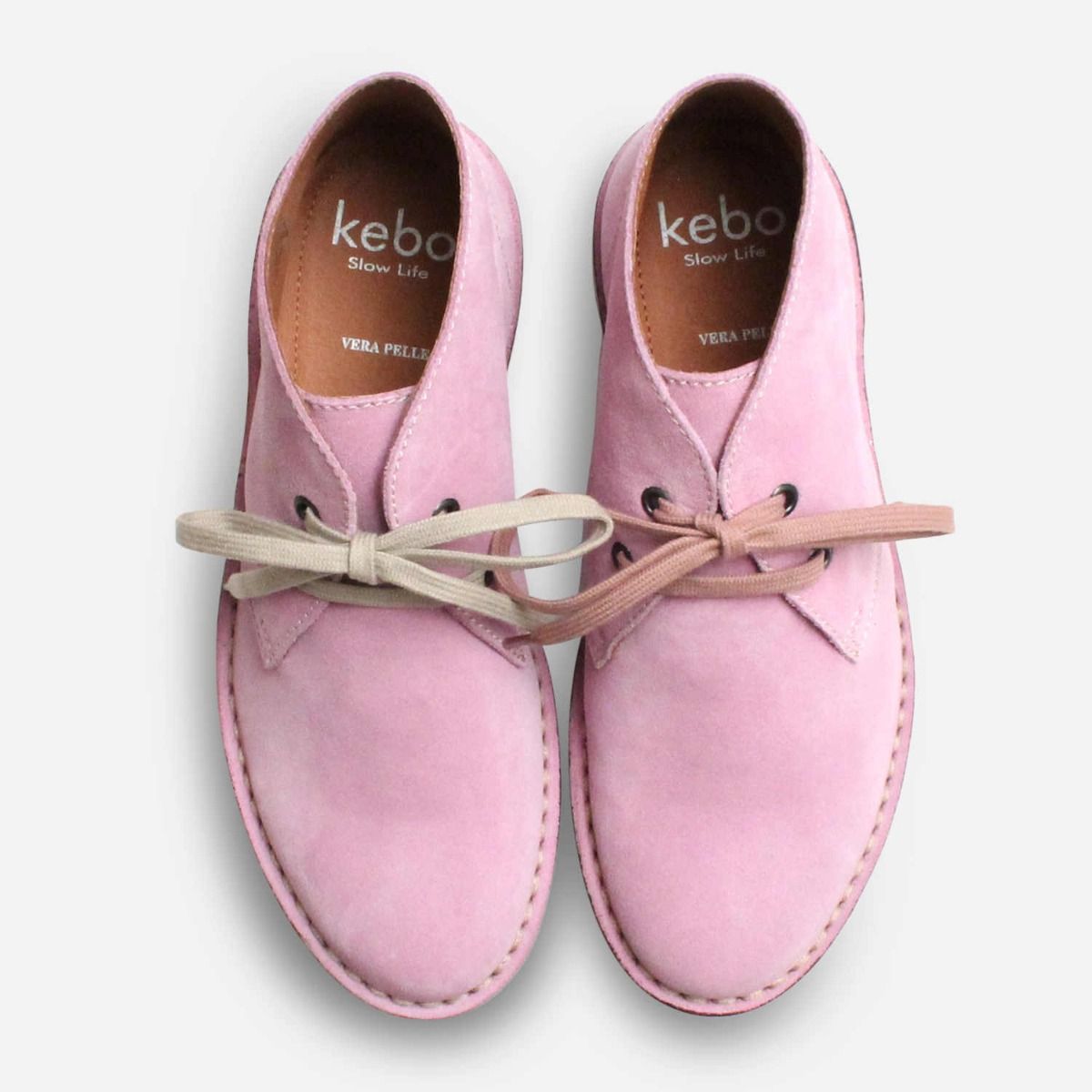 Lilac Suede Ladies Italian Lace Up Desert Boots