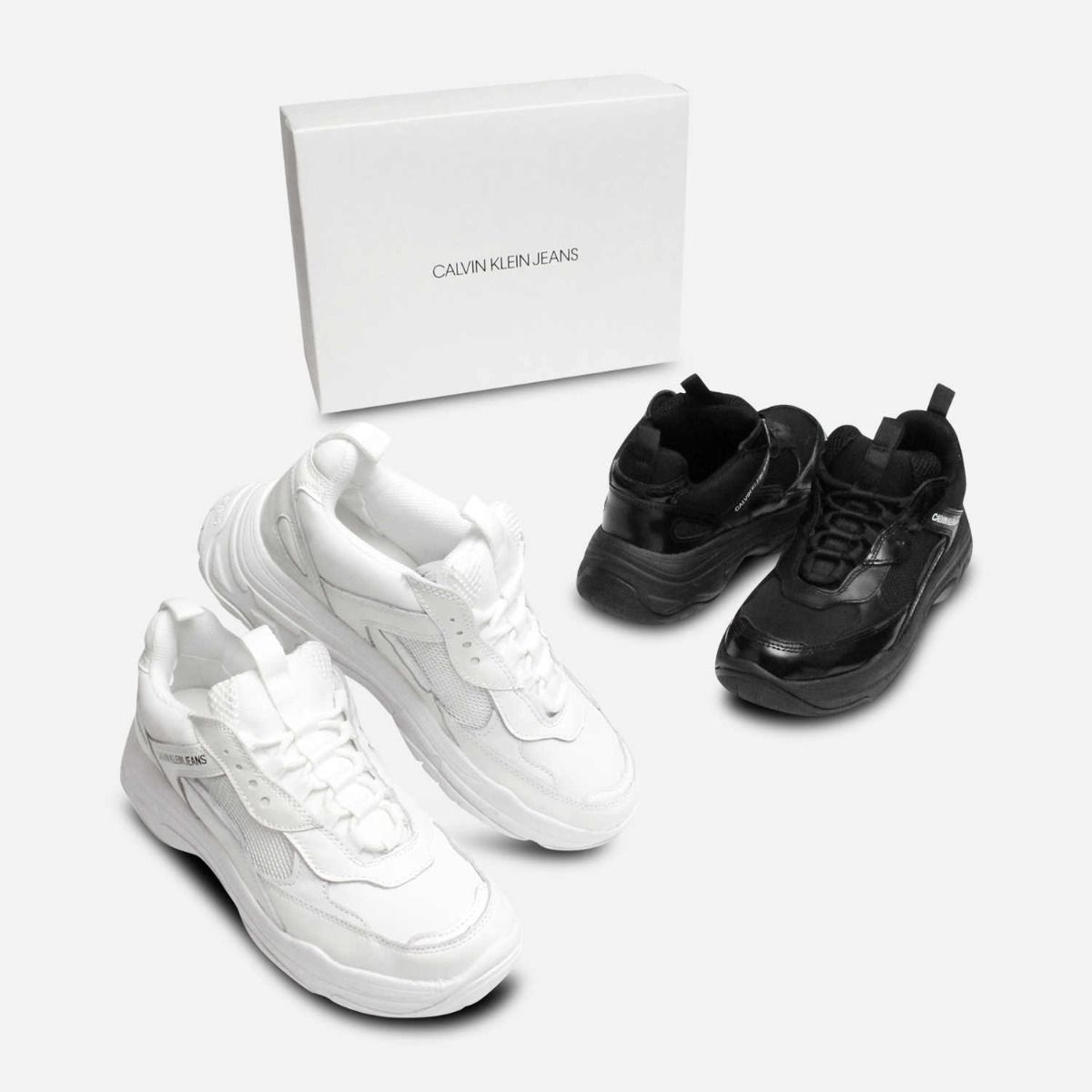 Maya Chunky Trainers in White Leather by Calvin Klein Jeans