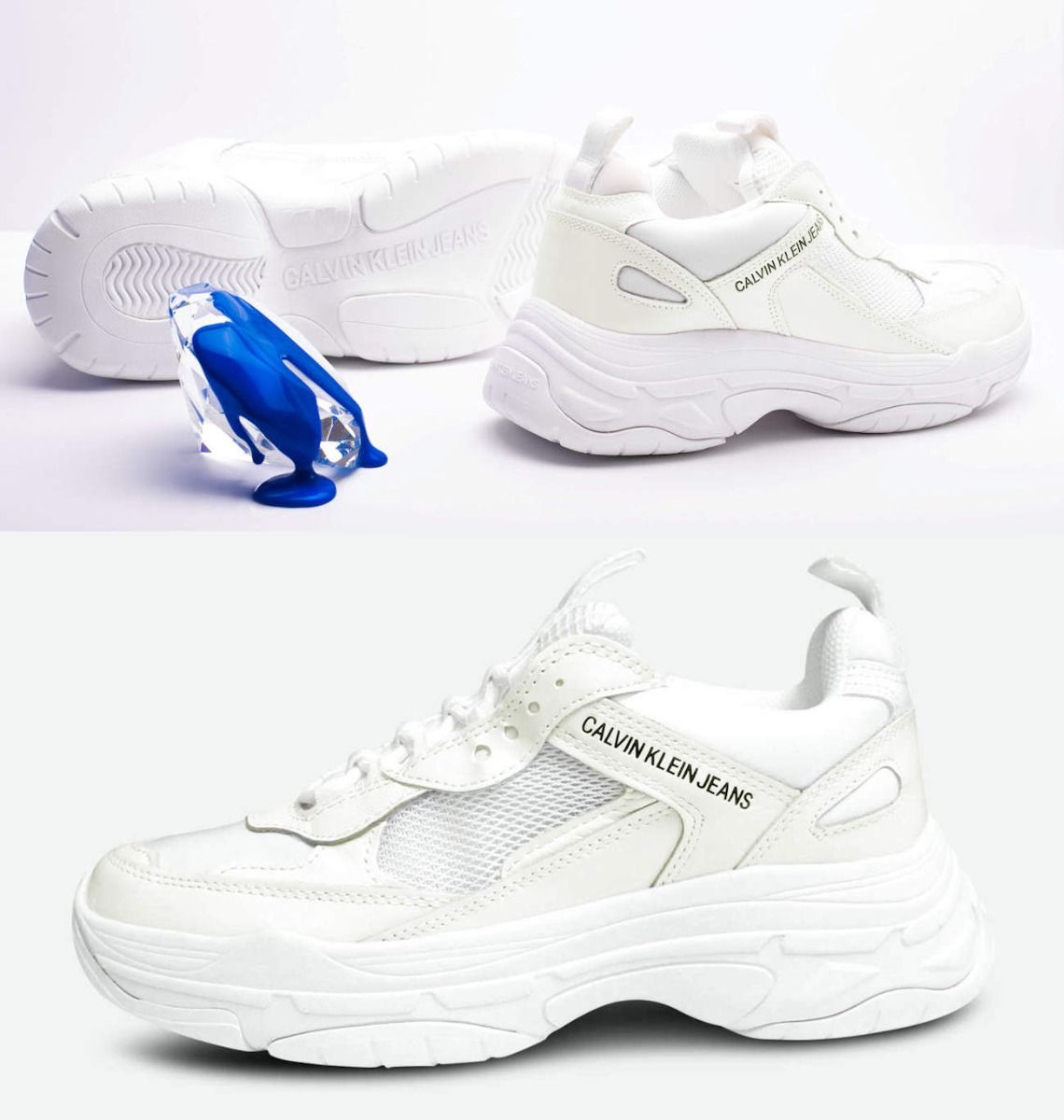 dejligt at møde dig hjul Enig med Maya Chunky Trainers in White Leather by Calvin Klein Jeans
