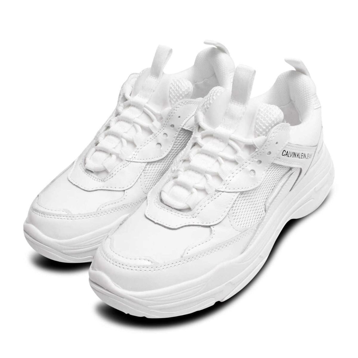 Maya Chunky Trainers in White Leather by Calvin Jeans
