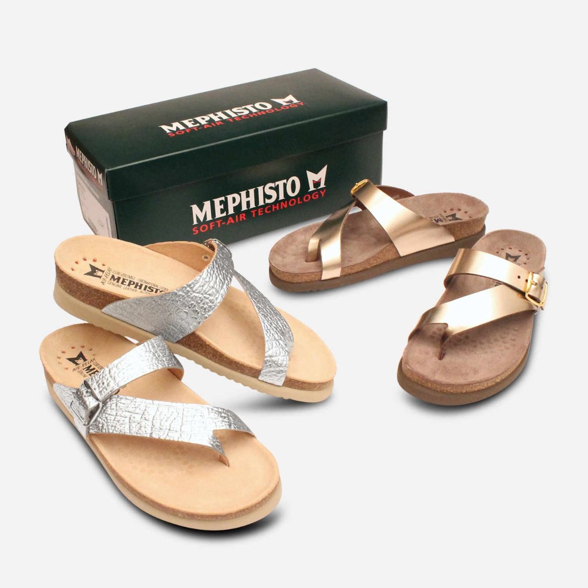 Mephisto Helen Sandals In Platinum Metallic Leather