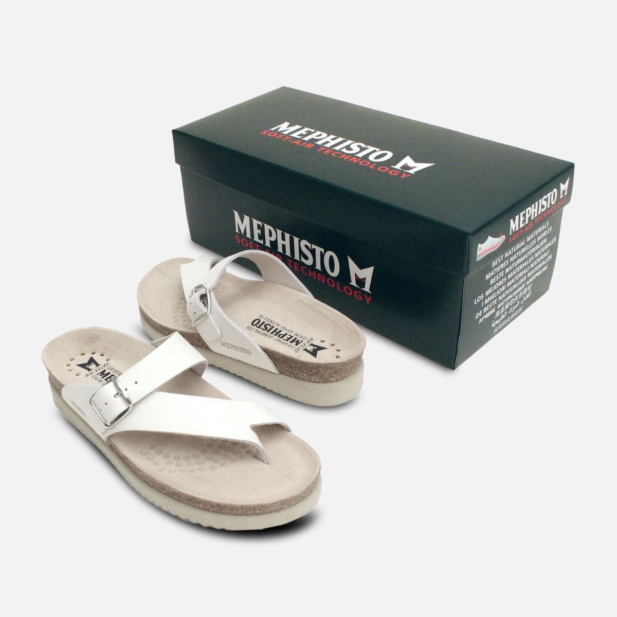 Mephisto Helen Sandals in Smooth White Leather