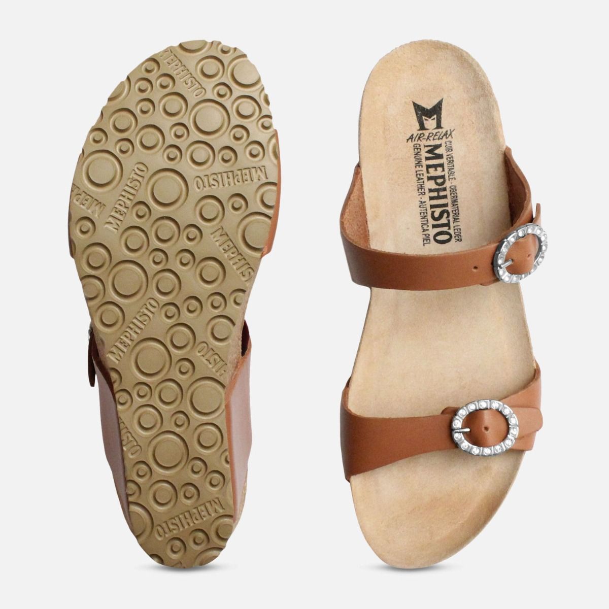 Mephisto Sandali LISSIA Donna In Pelle Camel – Con Plantare In Sughero SOFT-AIR E Tacco A Zeppa 3,5 Cm, Taglia 35