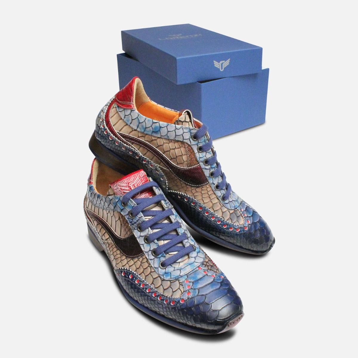 Multi Colour Luxury Italian Designer Snakeskin Shoes