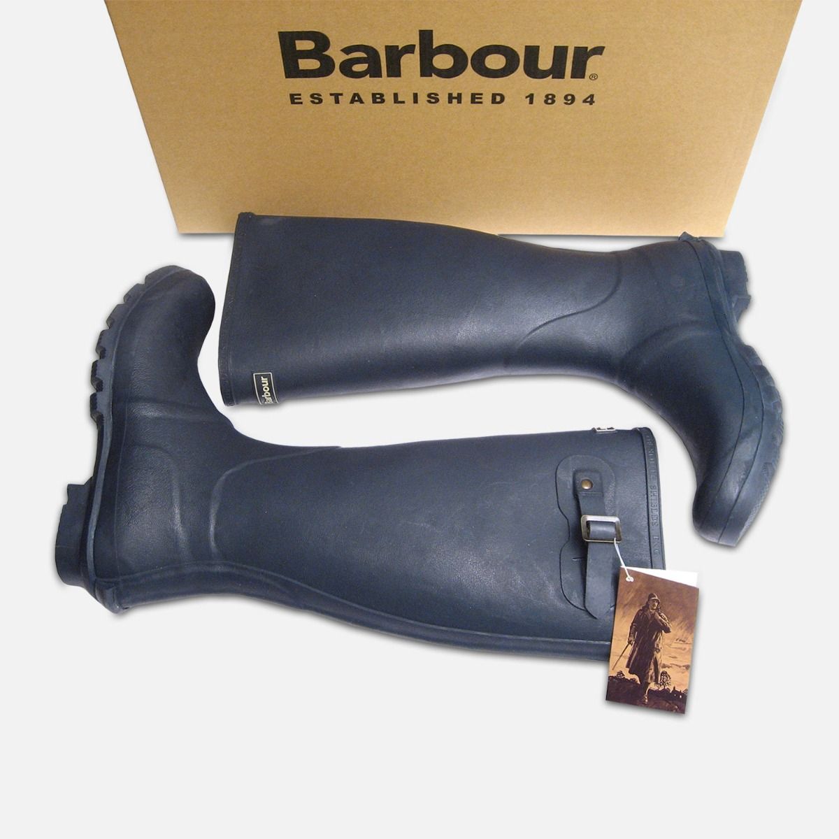 Barbour Mens Navy Blue Waterproof Rubber Wellington Boots