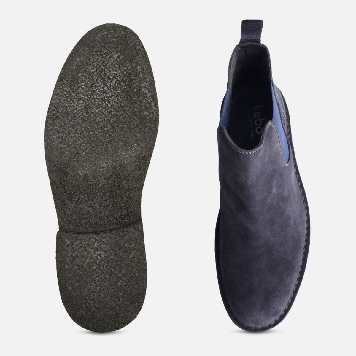 New Navy Blue Suede Plain Chelsea Boots for Men