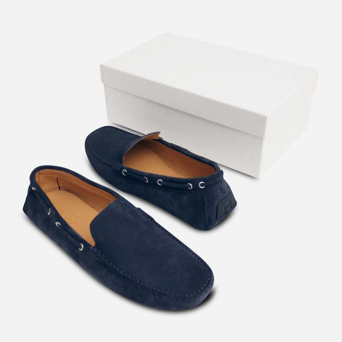 Blue Suede Driving Shoes for Men