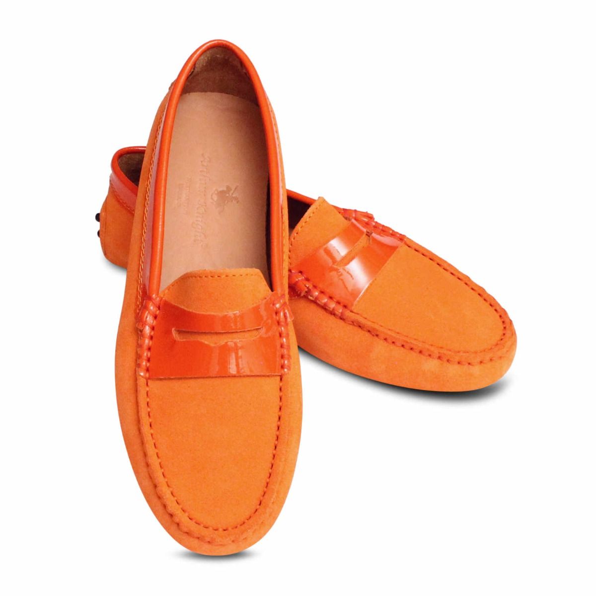 Mens orange sale driving shoes